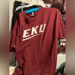 Maroon EKU shirt.